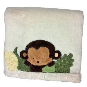 Kidsline Beige Monkey Peek A Boo Leaves Baby Blanket Soft Fleece Unisex Lovey